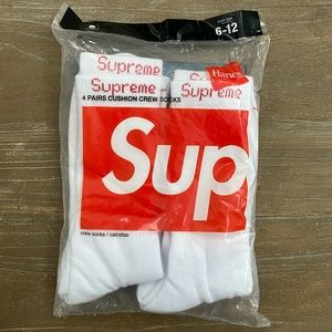 New York Supreme Crew Socks White
